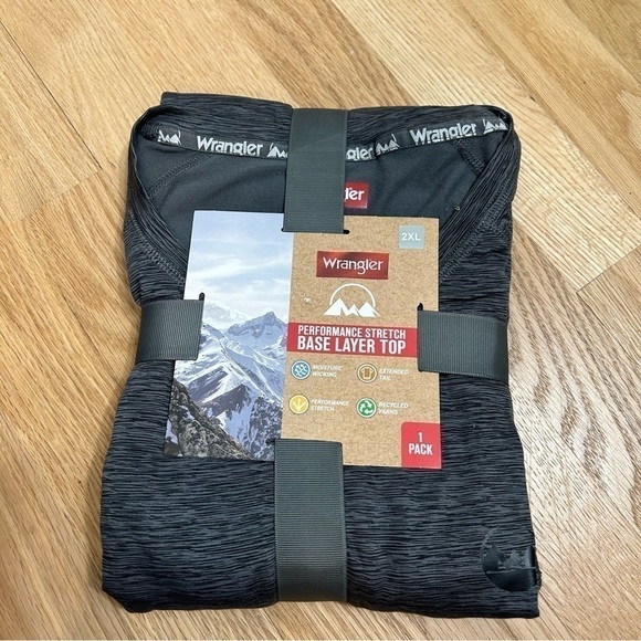 Wrangler Performance Stretch Base Layer Top NWT 2X Gray Men’s Long Sleeve Shirt - Picture 2 of 3